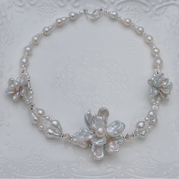 Handmade Jewelry - X528 Handmade Freshwater Baroque Pearl Choker Necklace